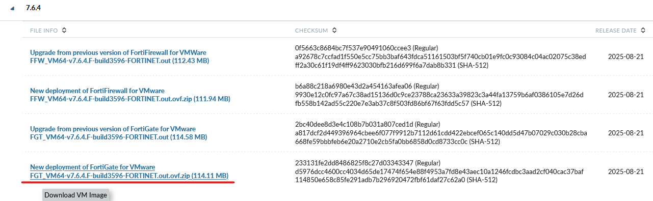 Selección de archivo FGT_VM64 New Deployment